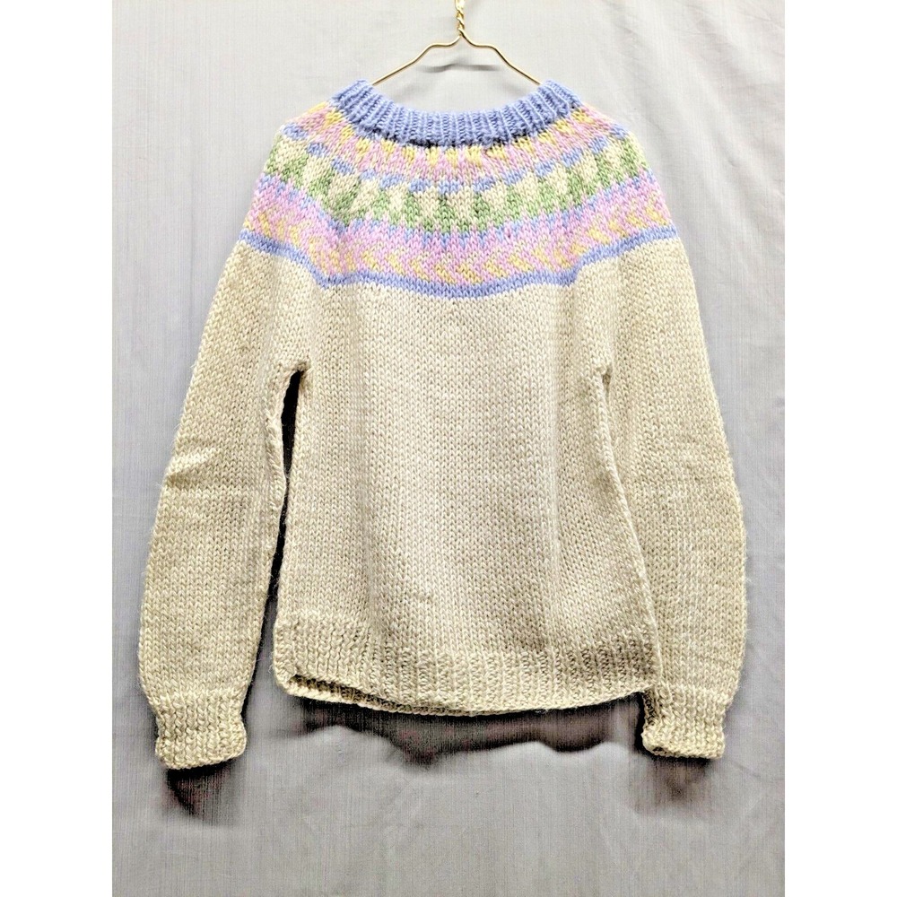 Vintage Diane Von Furstenberg Acrylic Knit Chunky Sweater Sz: M Easter/Pastel